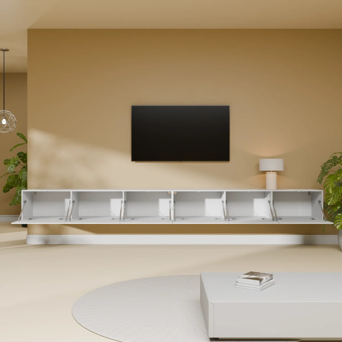 Mora TV Bord Møbel | Væghængt / Fritstående | 300 cm Hvid