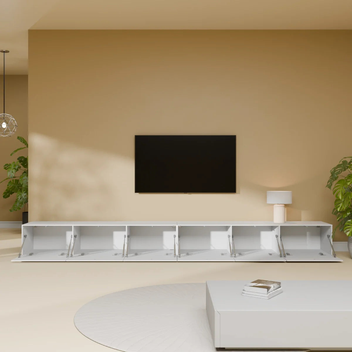 Mora TV Bord Møbel | Væghængt / Fritstående | 300 cm Hvid