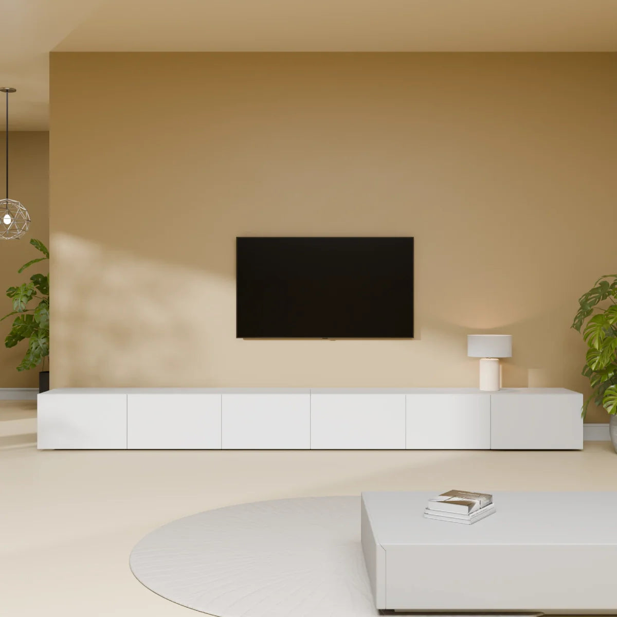 Mora TV Bord Møbel | Væghængt / Fritstående | 300 cm Hvid