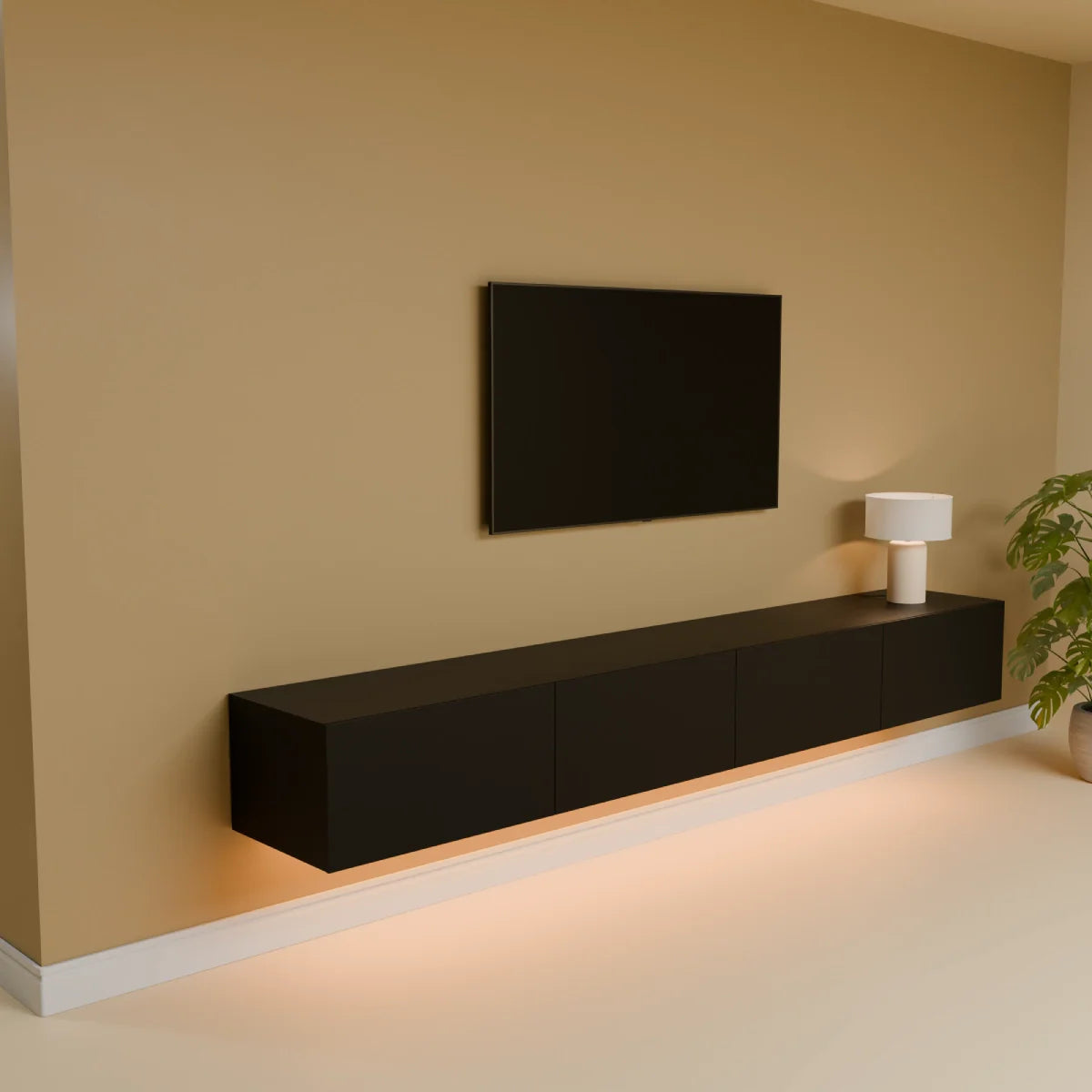 Mora TV Bord Møbel | Væghængt / Fritstående | 240 cm Sort