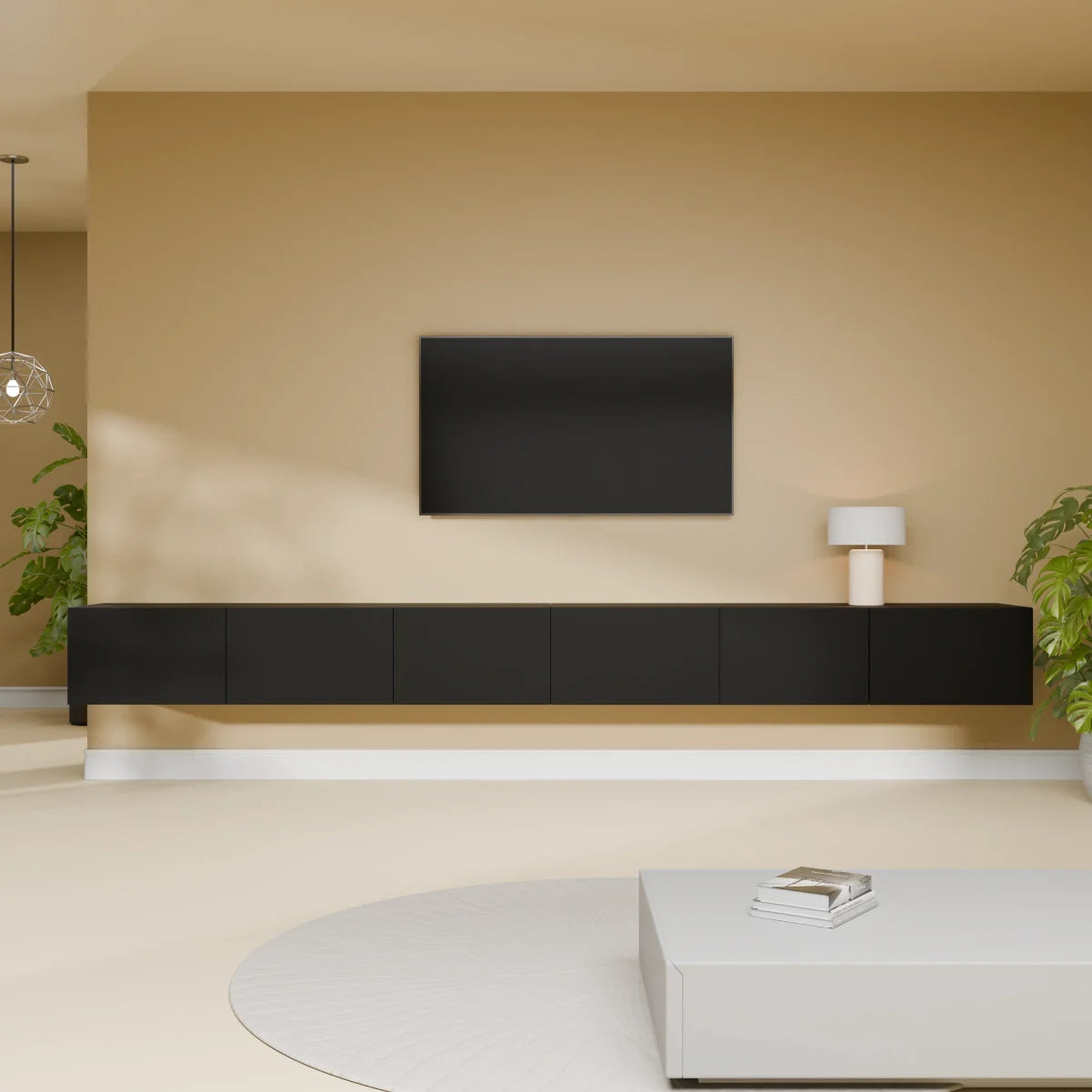 Mora TV Bord Møbel | Væghængt / Fritstående | 300 cm Sort