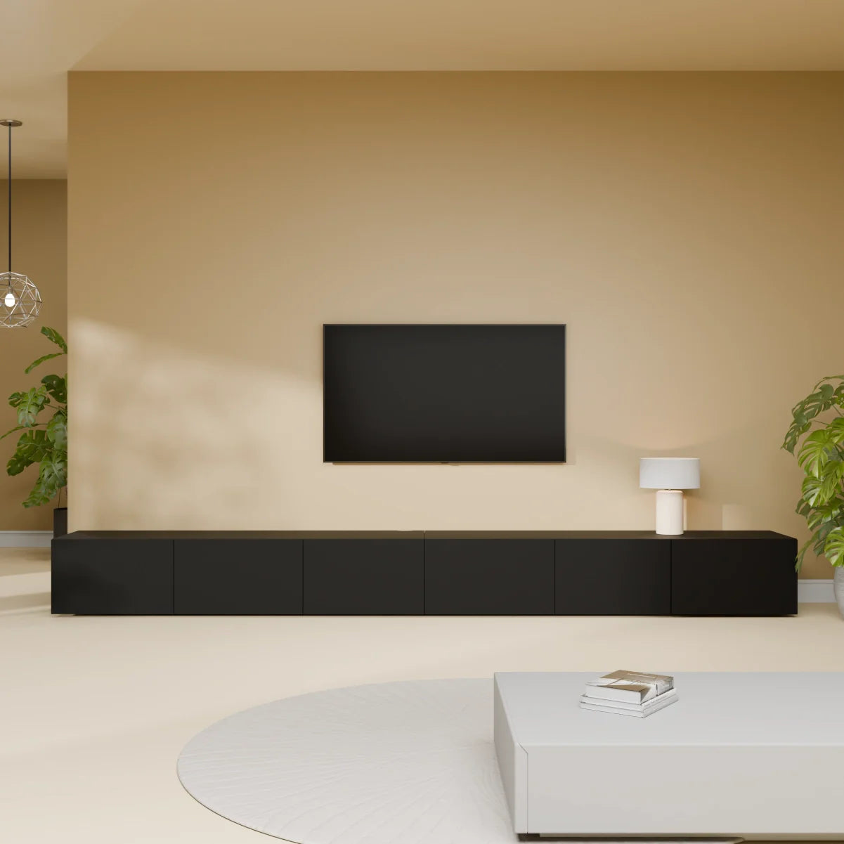 Mora TV Bord Møbel | Væghængt / Fritstående | 300 cm Sort