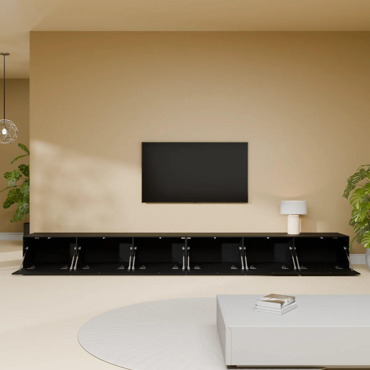 Mora TV Bord Møbel | Væghængt / Fritstående | 300 cm Sort