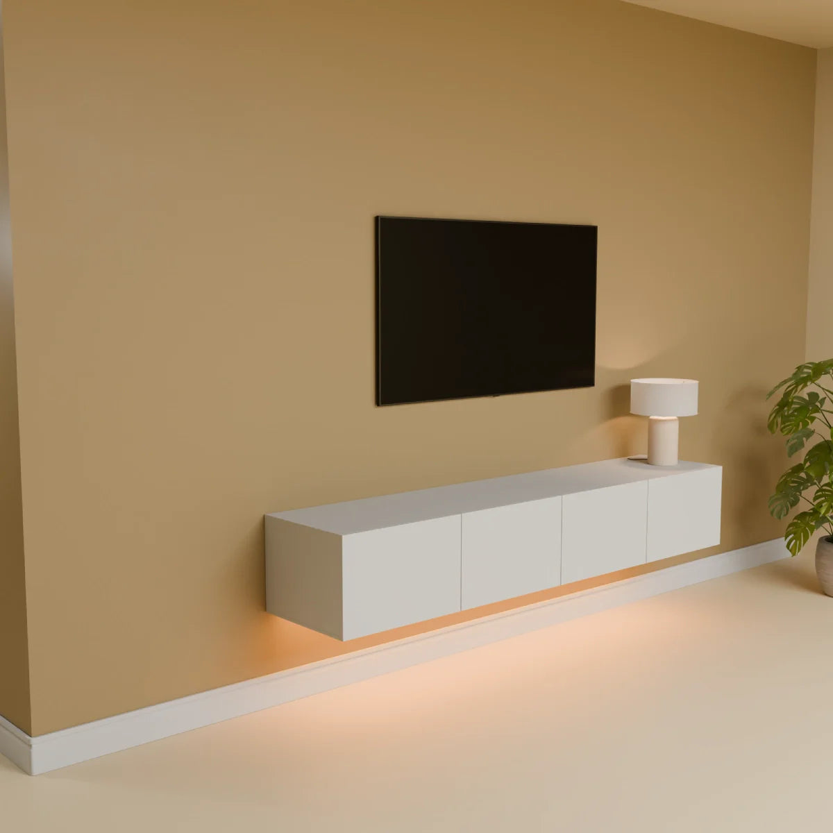 Mora TV Bord Møbel | Væghængt / Fritstående | 180 cm Hvid