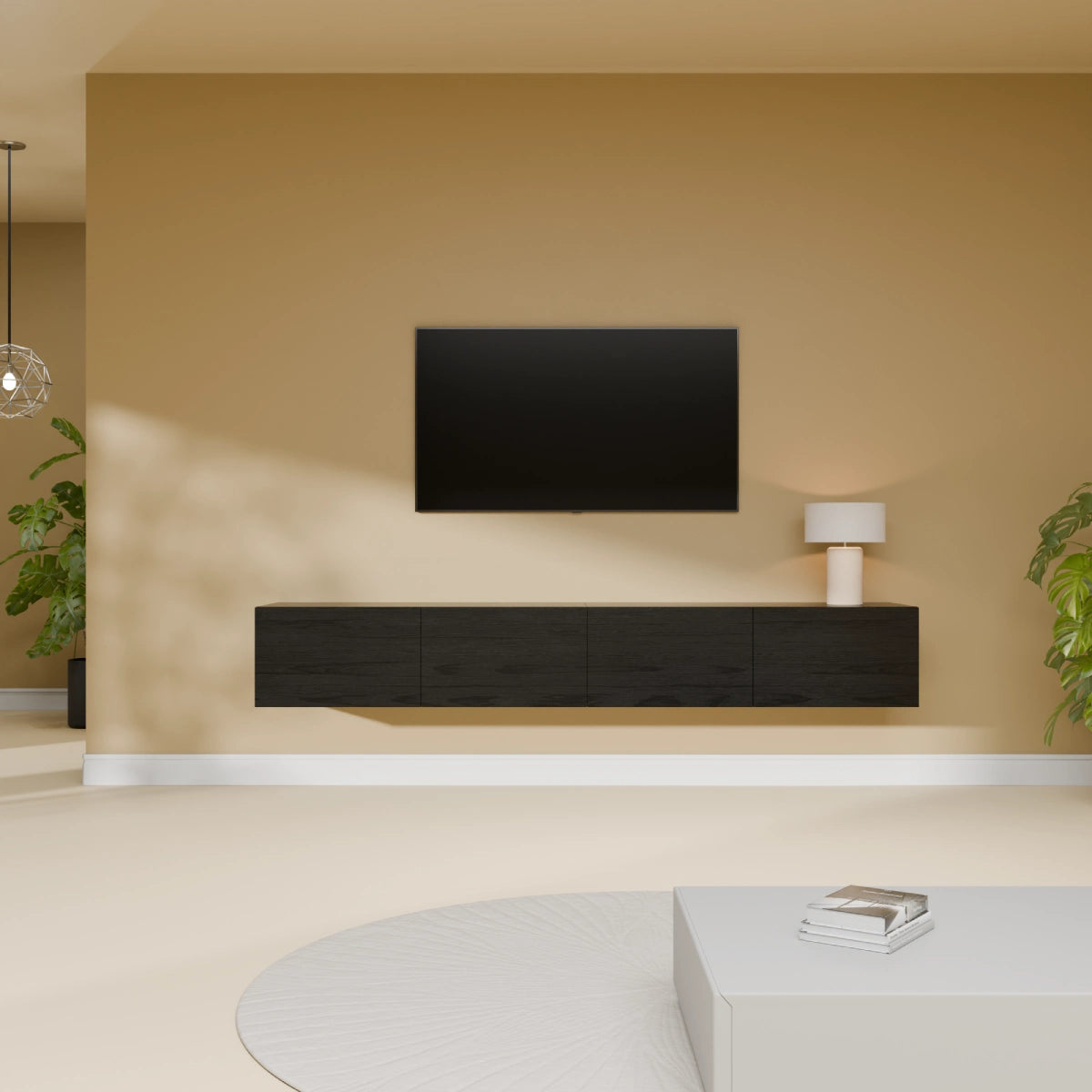 Mora TV Bord Møbel | Væghængt / Fritstående | 200 cm Sort-Eg