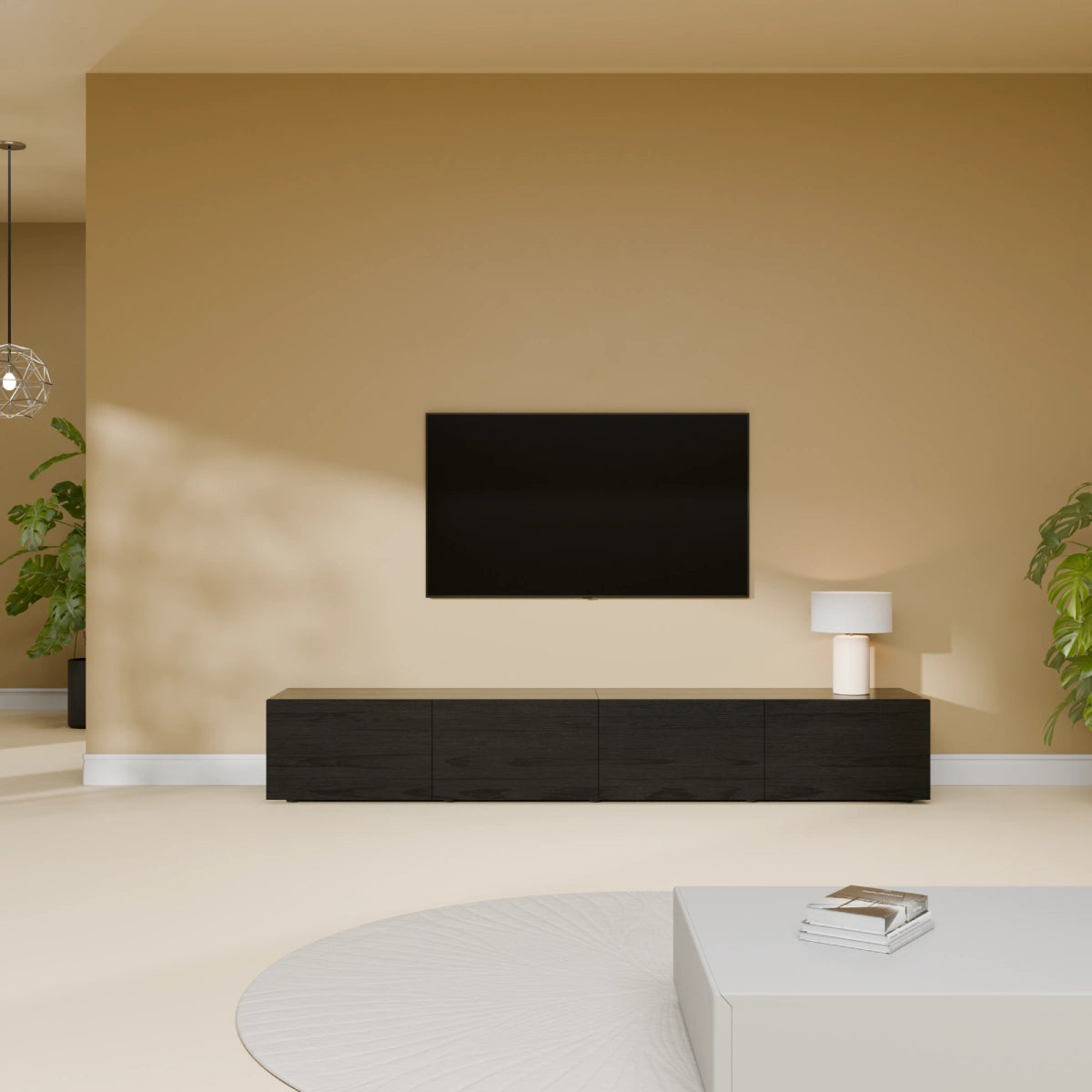 Mora TV Bord Møbel | Væghængt / Fritstående | 200 cm Sort-Eg