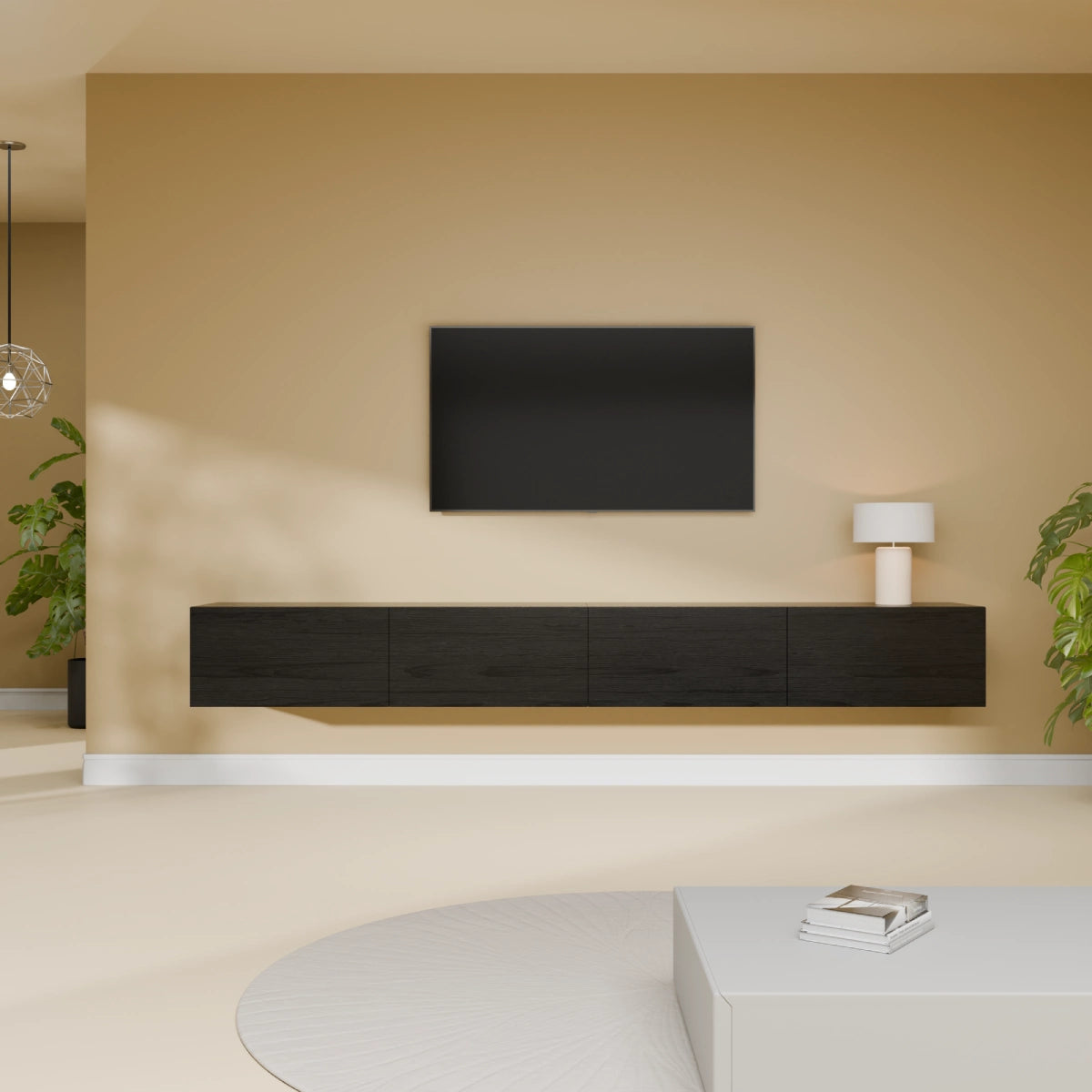 Mora TV Bord Møbel | Væghængt / Fritstående | 240 cm Sort-Eg