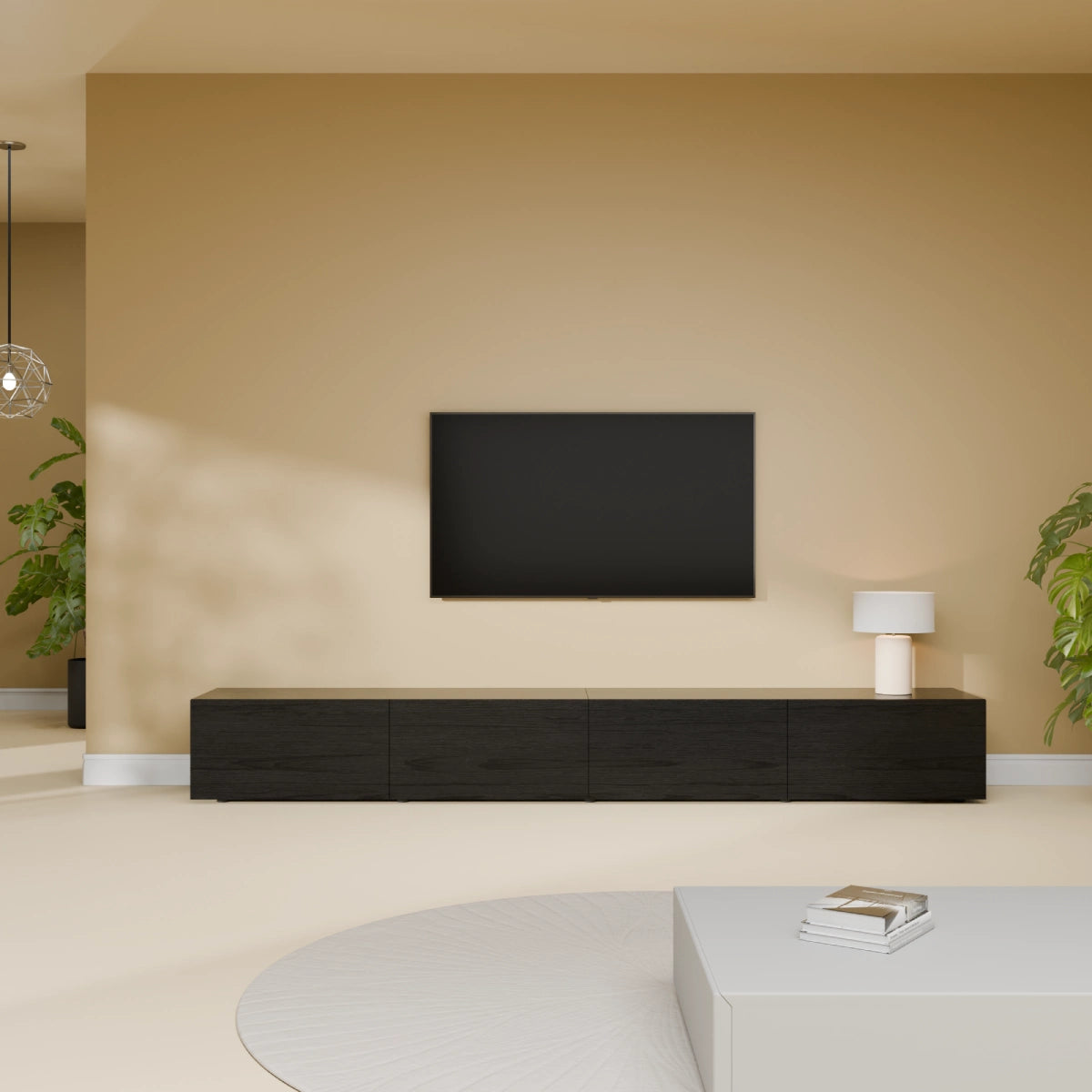 Mora TV Bord Møbel | Væghængt / Fritstående | 240 cm Sort-Eg