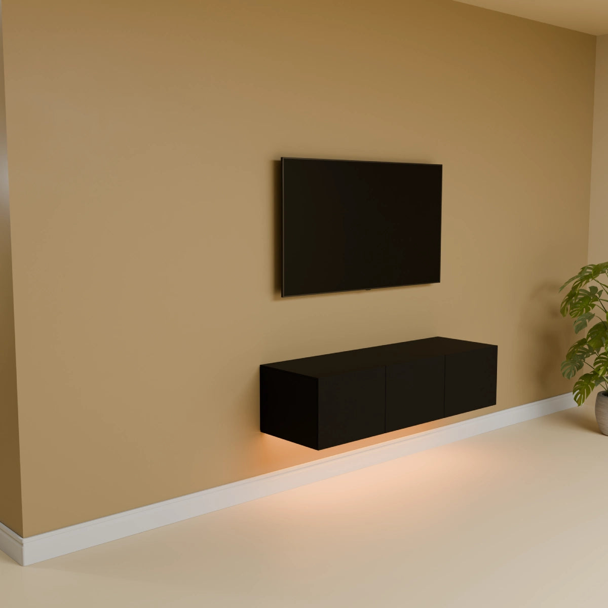 Mora TV Bord Møbel | Væghængt / Fritstående | 120 cm Sort