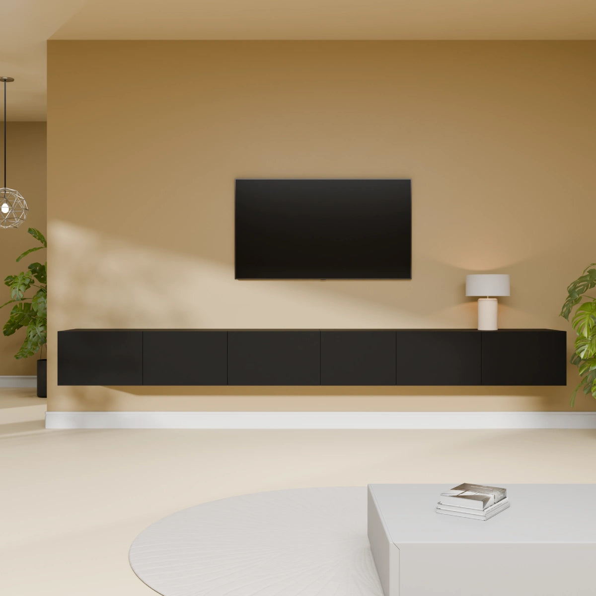 Mora TV Bord Møbel | Væghængt / Fritstående | 280 cm Sort