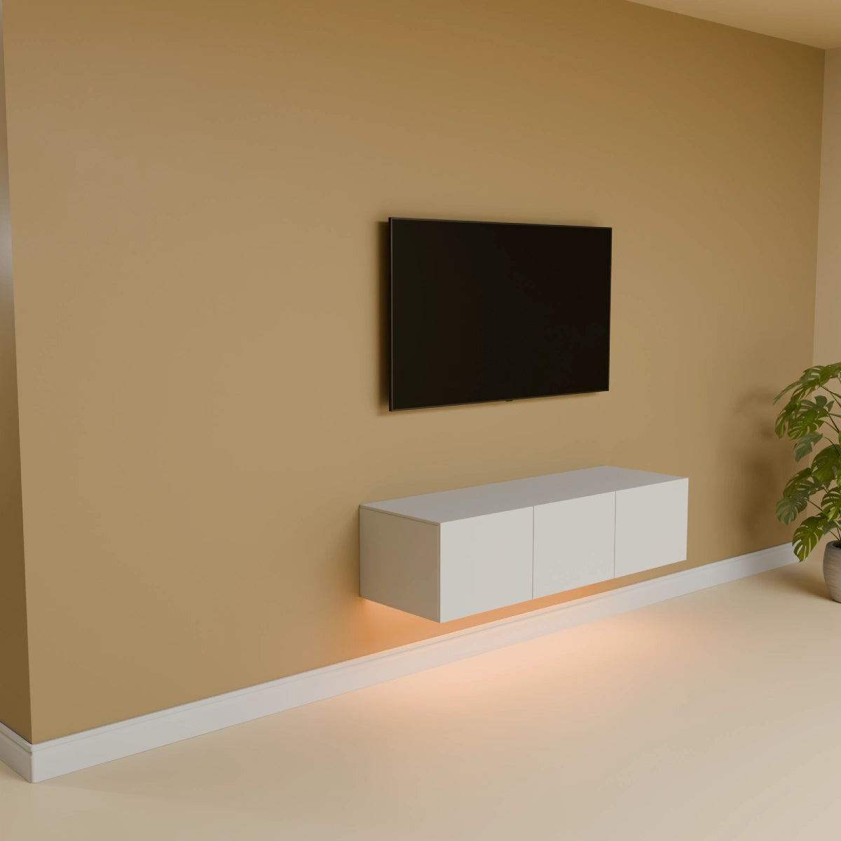 Mora TV Bord Møbel | Væghængt / Fritstående | 120 cm Hvid