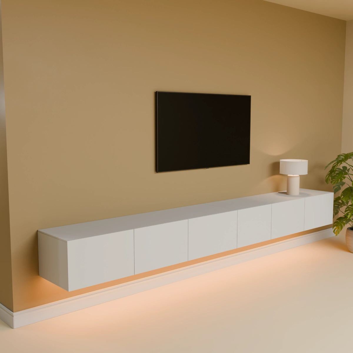 Mora TV Bord Møbel | Væghængt / Fritstående | 280 cm Hvid